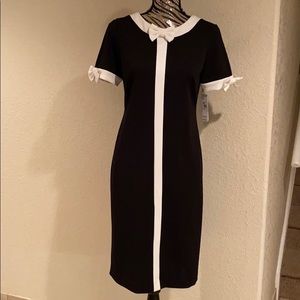 Black & White Sheath Dress with Bow Detail